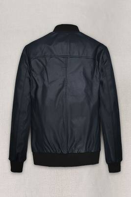 men's royal blue lambskin leather bomber jacket ribbed cuffs and 2