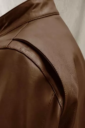 men's brown lambskin cafe racer jacket band collar racer style stylish