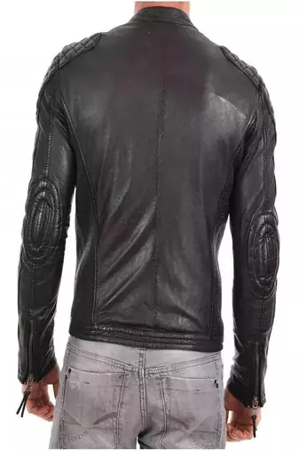 men's black lambskin leather biker jacket premium quilted design high quality