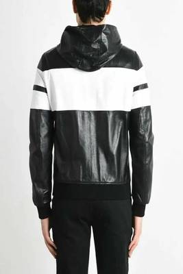 men's white lambskin leather biker jacket hooded biker silhouette 2