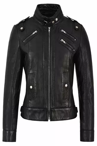 Mens pure lambskin genuine black color leather jacket biker leather jacket