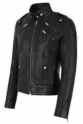 men's black lambskin leather biker jacket classic moto zip style authentic exclusive 2