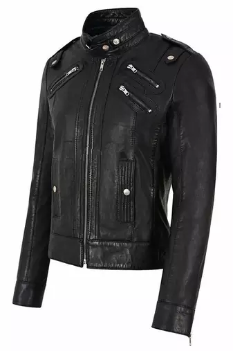 men's black lambskin leather biker jacket classic moto zip style authentic exclusive