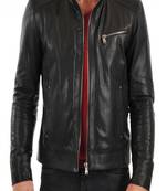 Mens black color  pure lambskin genuine leather jacket biker leather jacket