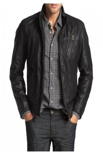 Mens black color  pure lambskin genuine leather jacket biker motorcycle jacket