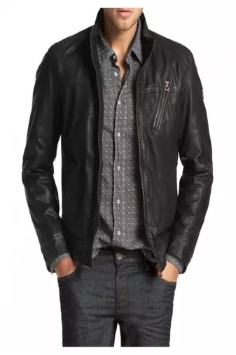 Mens black color  pure lambskin genuine leather jacket biker motorcycle jacket