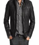 Mens black color  pure lambskin genuine leather jacket biker motorcycle jacket