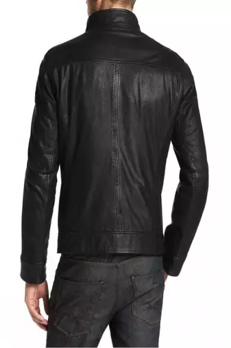 men's black lambskin leather biker jacket classic moto zip style authentic stylish