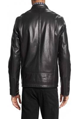 men's black lambskin leather biker jacket classic moto zip style authentic authentic 2