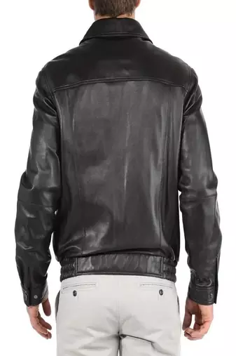men's black lambskin leather biker jacket classic moto zip style authentic genuine