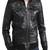 Mens genuine black bomber rib waist  lambskin leather jacket biker leather jacket