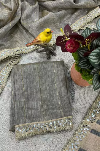 Grey  Color  Jari Woven Saree with a Designer jari dori Embroidery work  Cotton Saree