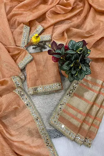 Orange  Color  Jari Woven Saree with a Designer jari dori Embroidery work  Cotton Saree