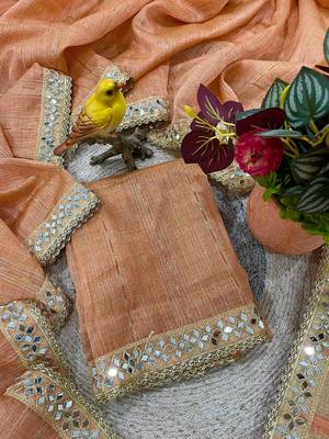 Orange  Color  Jari Woven Saree with a Designer jari dori Embroidery work  Cotton Saree 4