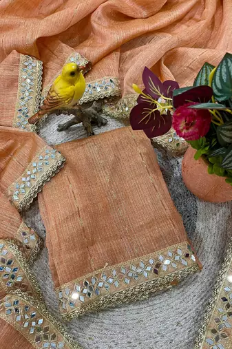 Orange  Color  Jari Woven Saree with a Designer jari dori Embroidery work  Cotton Saree