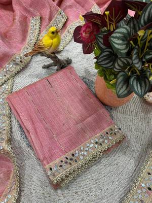 Pink Color  Jari Woven Saree with a Designer jari dori Embroidery work  Cotton Saree 5