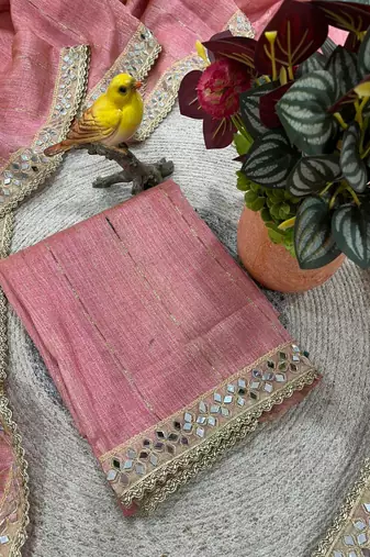 Pink Color  Jari Woven Saree with a Designer jari dori Embroidery work  Cotton Saree