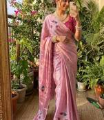 Pink Color Hand CutDana Bandhni And Butta Work Silk Saree