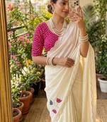 White Color Hand CutDana Bandhni And Butta Work Silk Saree