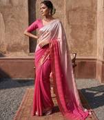 Pink Color ZARI & Dual Sequins Embroidery work Faux Georgette Saree