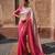 Pink Color ZARI & Dual Sequins Embroidery work Faux Georgette Saree