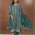 Emerald silk semi stitched suit with embroidery & sequence work