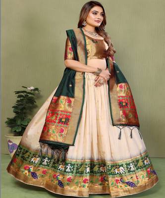 Woven Design Flared Lehenga Choli With Dupatta 1