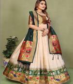 Woven Design Flared Lehenga Choli With Dupatta
