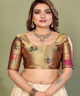 Woven Design Flared Lehenga Choli With Dupatta 3