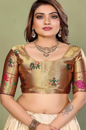 Woven Design Flared Lehenga Choli With Dupatta