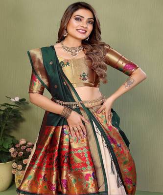 Woven Design Flared Lehenga Choli With Dupatta 4