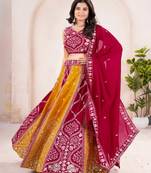 Embellished Zardozi Semi Stitched Lehenga & Unstitched Blouse With Dupatta