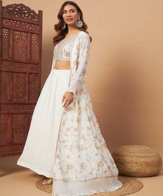 Embroidered Floor Length Lehenga & Choli With Jacket Set 4