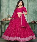 Embroidered Sequinned Georgette Semi Stitched Lehenga & Blouse With Dupatta