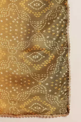 Banarasi Embroidery & Bandhani Art Silk Lehenga With Choli & Dupatta
