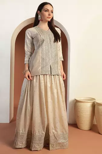 Banarasi Embroidery & Bandhani Art Silk Lehenga With Choli & Dupatta