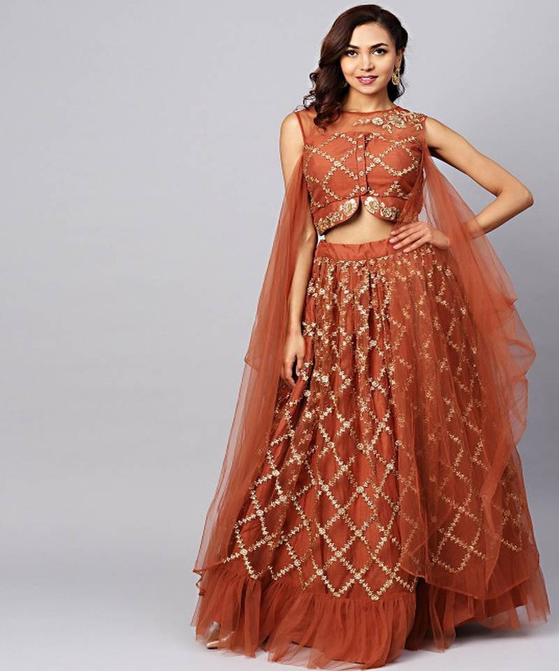 Rust Brown Made to Measure Lehenga with Blouse