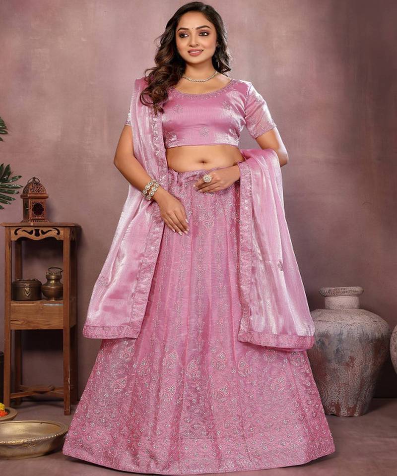 Embellished Semi Stitched Lehenga Choli With Dupatta