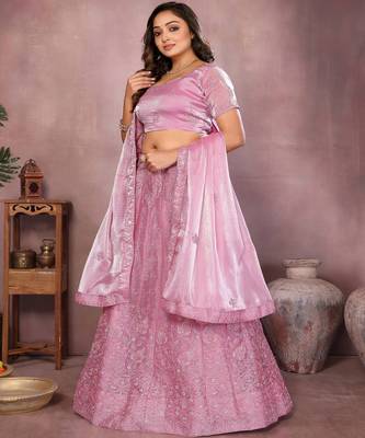Embellished Semi Stitched Lehenga Choli With Dupatta 4