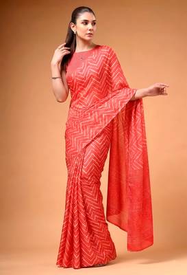 Crimson silky elegance satin silk printed saree 3