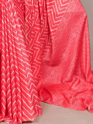 Crimson silky elegance satin silk printed saree 4