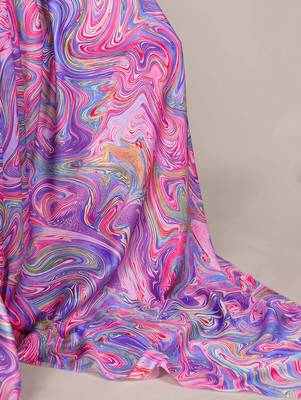 Lavender silky elegance satin silk printed saree 5