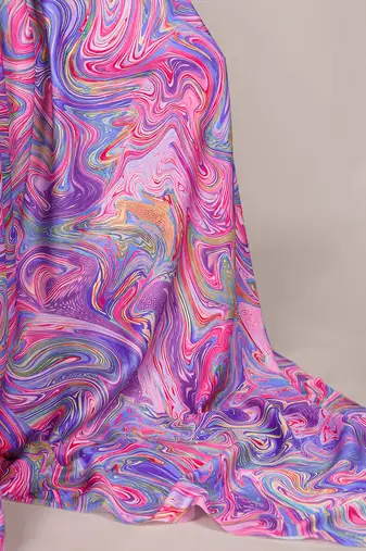 Lavender silky elegance satin silk printed saree