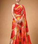 Multicolor silky elegance satin silk printed saree
