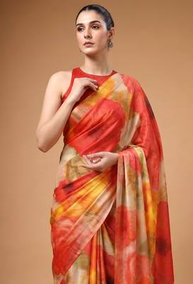 Multicolor silky elegance satin silk printed saree 2