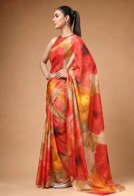Multicolor silky elegance satin silk printed saree 3