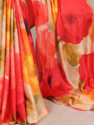 Multicolor silky elegance satin silk printed saree 5