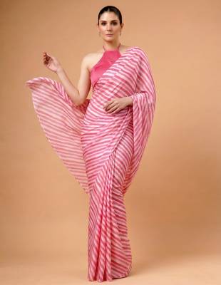 Pink silky elegance satin silk printed saree 1