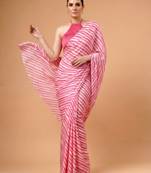 Pink silky elegance satin silk printed saree