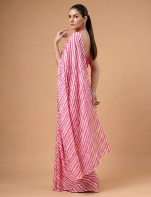 Pink silky elegance satin silk printed saree 3